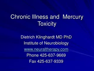 Chronic Illness and  Mercury Toxicity