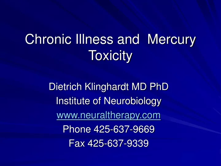 chronic illness and mercury toxicity