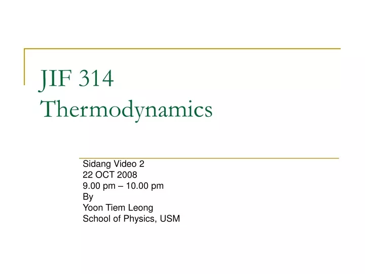 jif 314 thermodynamics