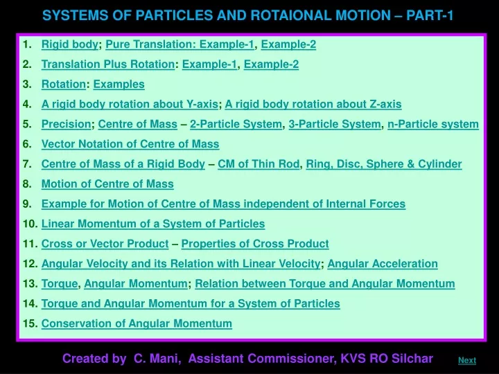 systems of particles and rotaional motion part 1