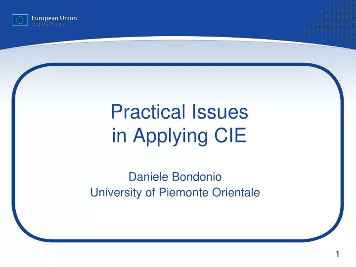 practical issues in applying cie