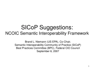 SICoP Suggestions: NCOIC Semantic Interoperability Framework