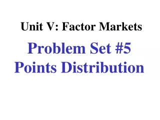 Unit V: Factor Markets