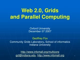 Web 2.0, Grids  and Parallel Computing