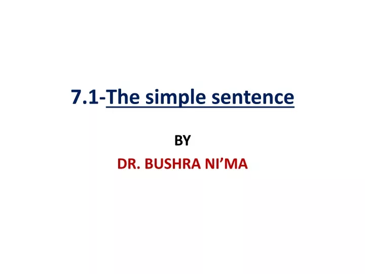 7 1 the simple sentence