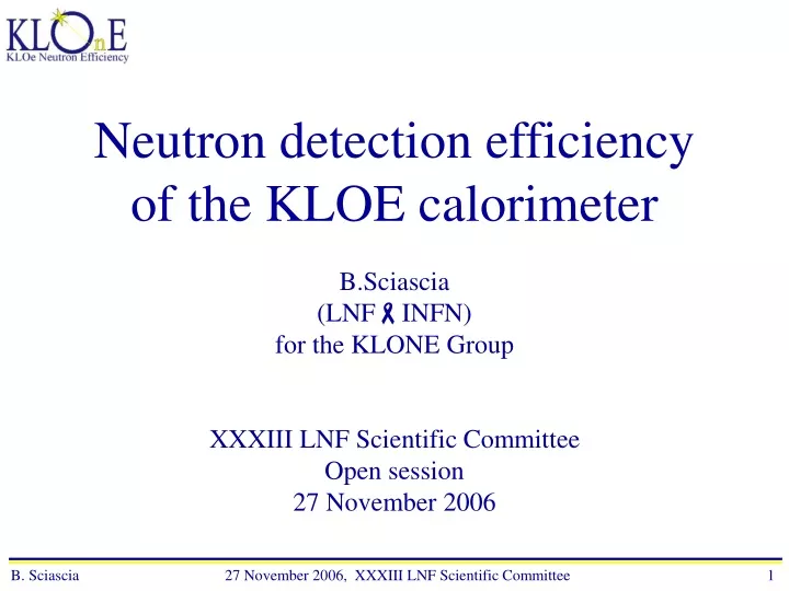 neutron detection efficiency of the kloe