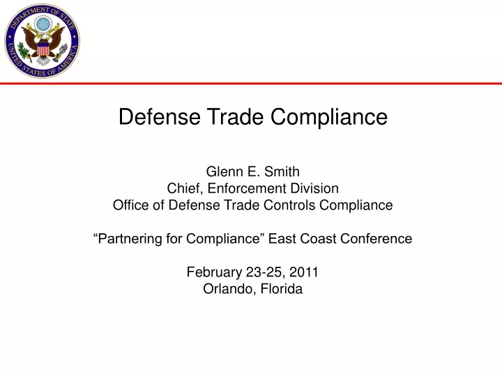 defense trade compliance glenn e smith chief