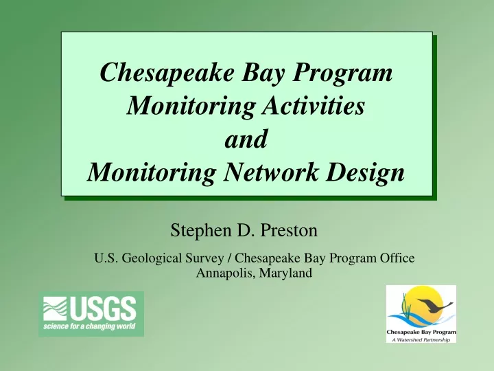 chesapeake bay program monitoring activities