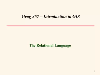 Geog 357 – Introduction to GIS