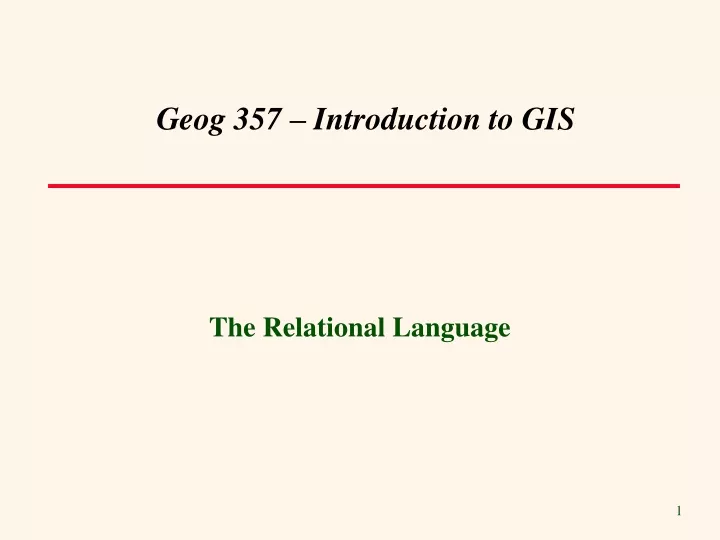 geog 357 introduction to gis