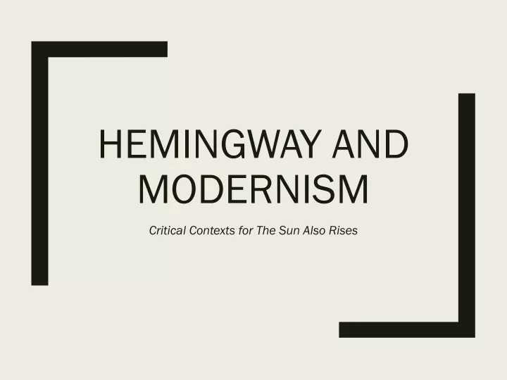 hemingway and modernism