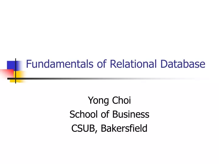 fundamentals of relational database