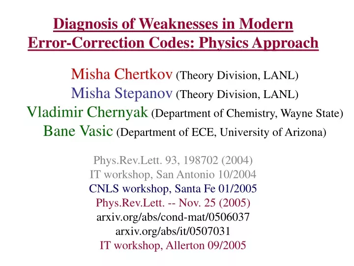 diagnosis of weaknesses in modern error