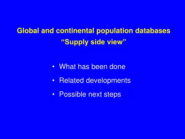 global and continental population databases