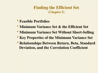 Finding the Efficient Set (Chapter 5)