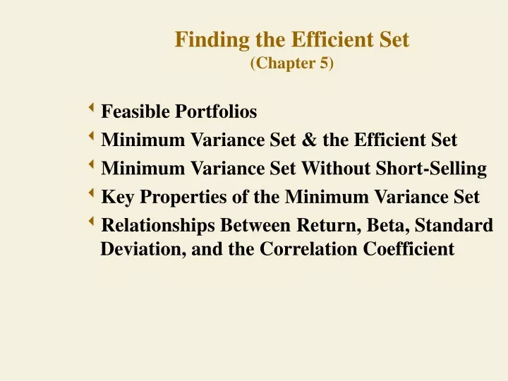 finding the efficient set chapter 5