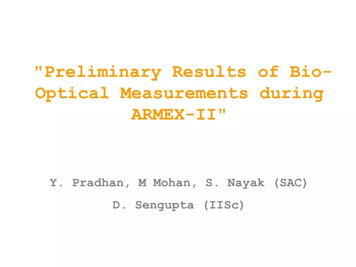preliminary results of bio optical measurements