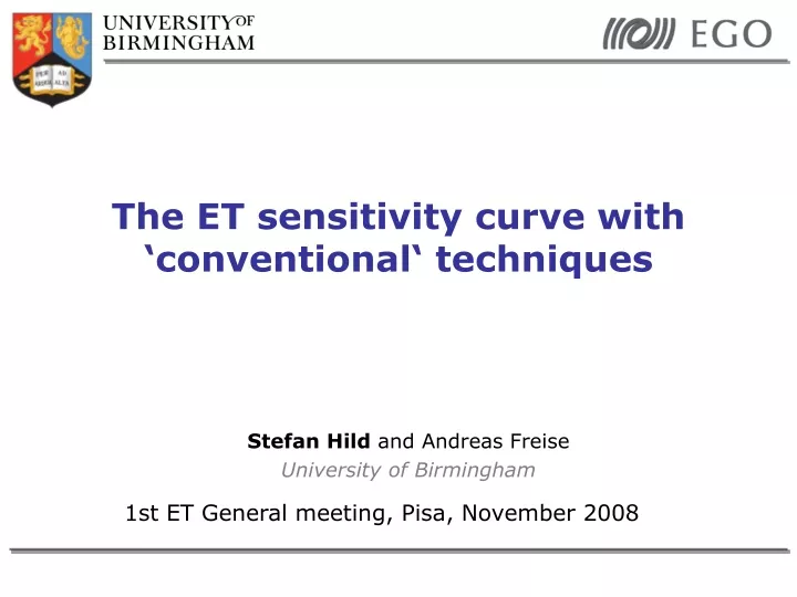 the et sensitivity curve with conventional techniques