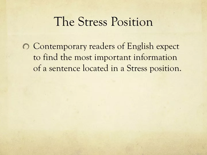 the stress position