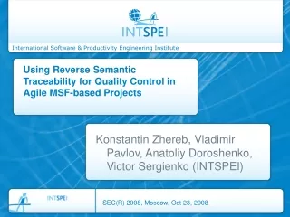 Using Reverse Semantic Traceability for Quality Control in Agile MSF-based Projects