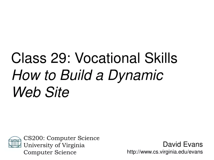 david evans http www cs virginia edu evans