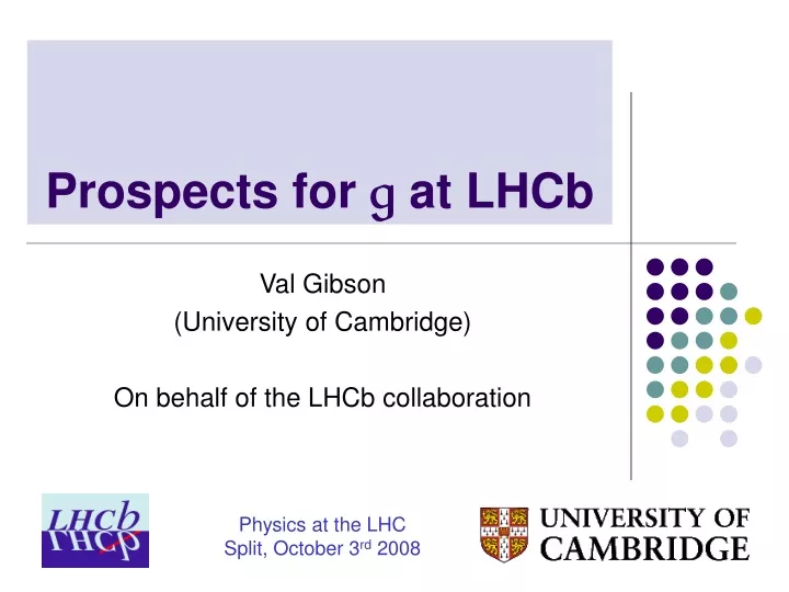 prospects for g at lhcb