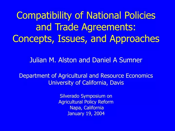 compatibility of national policies and trade