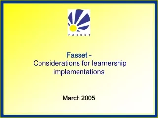 Fasset - Considerations for learnership implementations