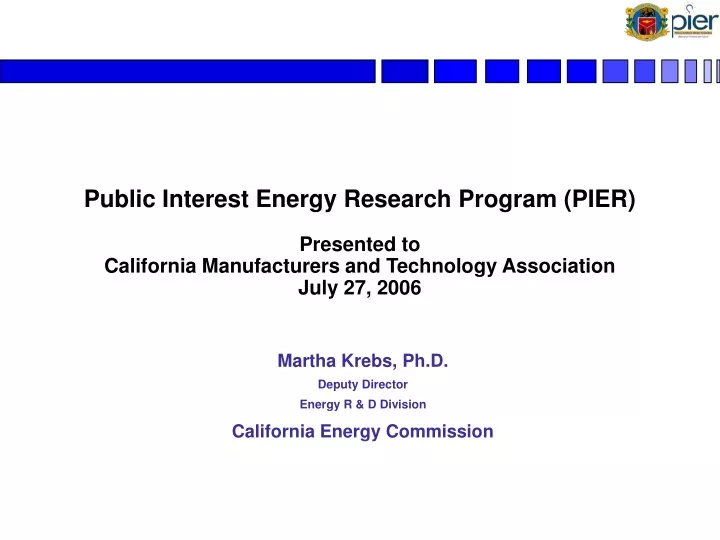 public interest energy research program pier