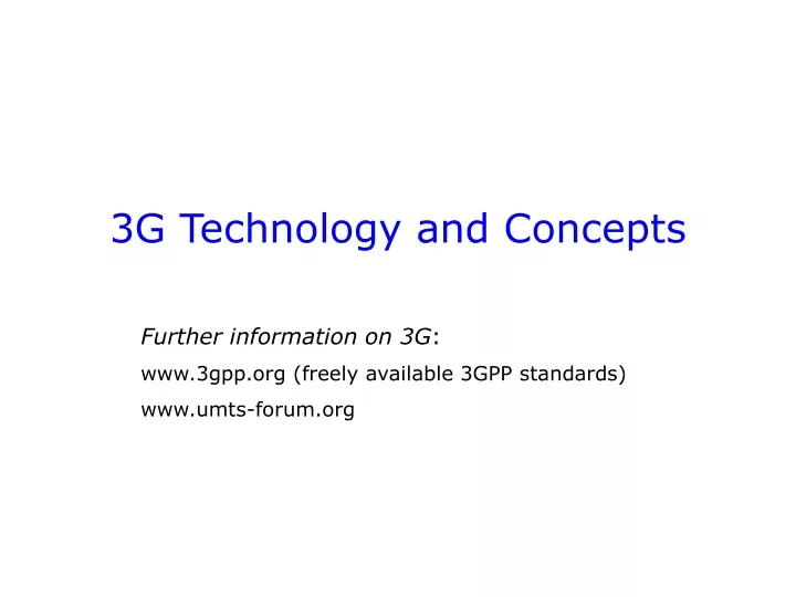 3g technology and concepts