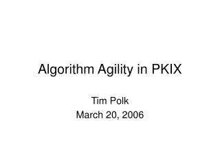 Algorithm Agility in PKIX