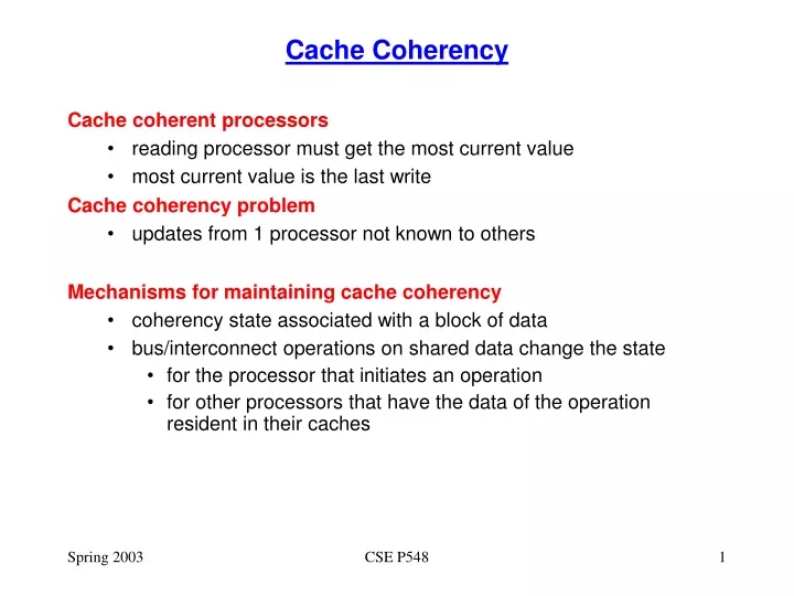 cache coherency