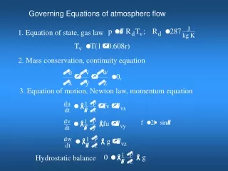 Governing Equations of atmospherc flow