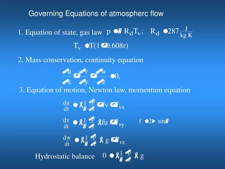 governing equations of atmospherc flow