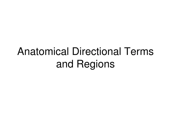 anatomical directional terms and regions