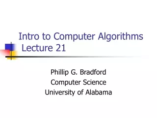 Intro to Computer Algorithms  Lecture 21