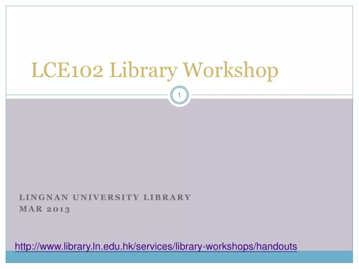 lce102 library workshop