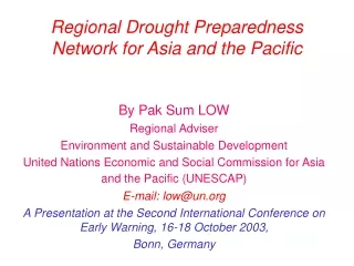 Regional Drought Preparedness Network for Asia and the Pacific