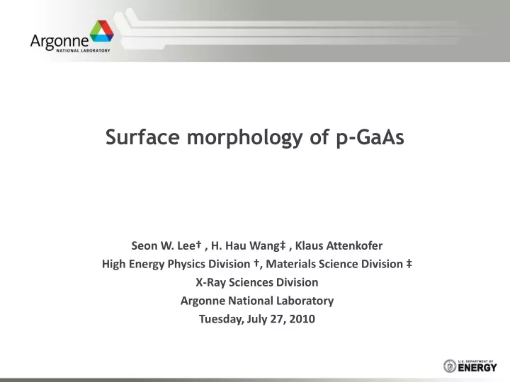 surface morphology of p gaas