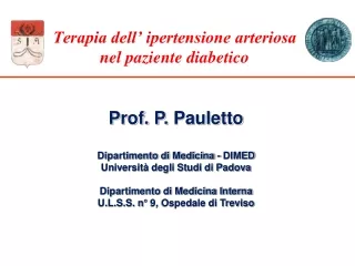 Terapia dell’ ipertensione arteriosa nel paziente diabetico