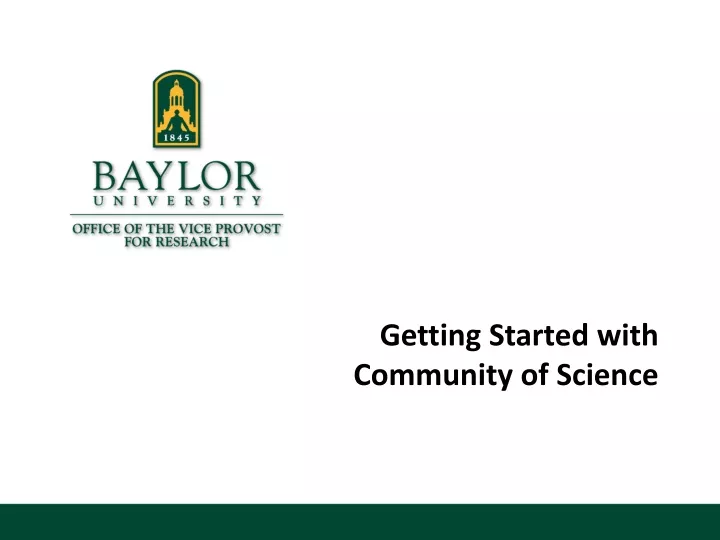 getting started with community of science