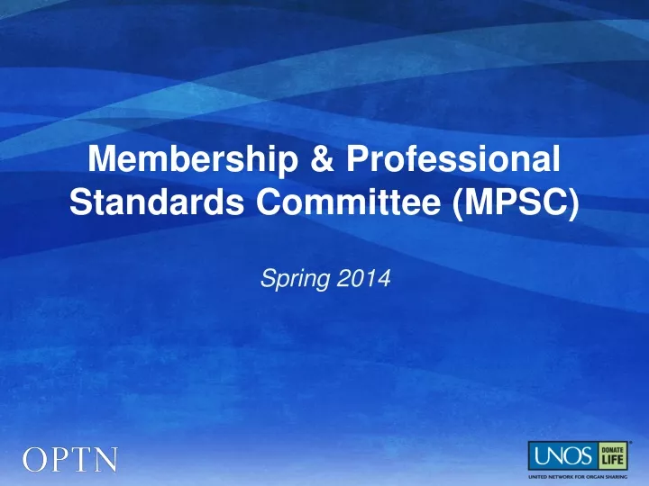 membership professional standards committee mpsc