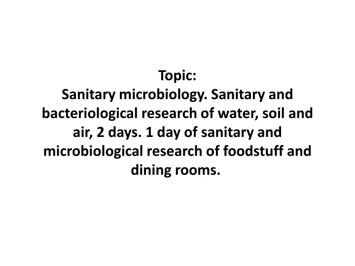 topic sanitary microbiology sanitary