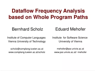 Dataflow Frequency Analysis based on Whole Program Paths