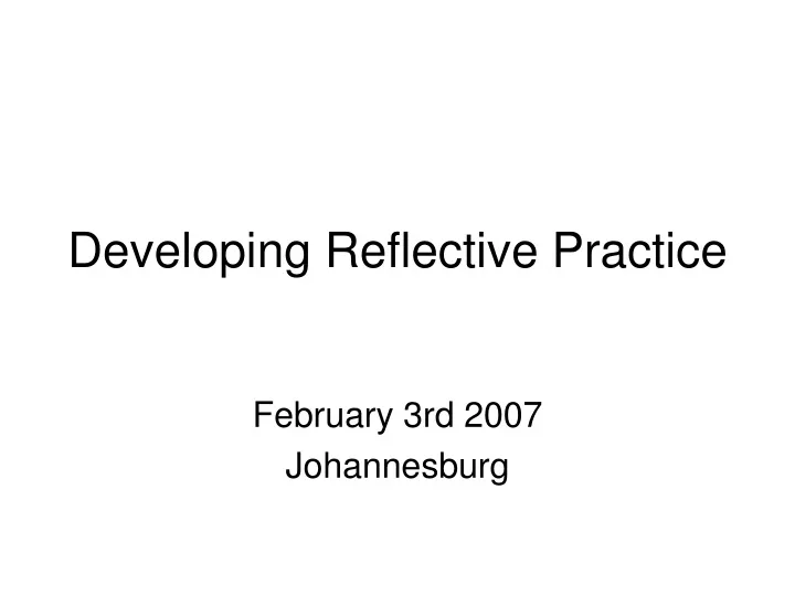 developing reflective practice