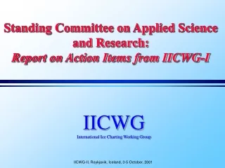 Standing Committee on Applied Science and Research: Report on Action Items from IICWG-I