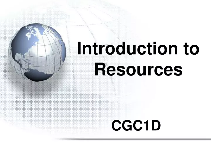 introduction to resources