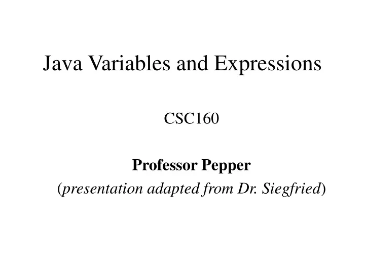 java variables and expressions