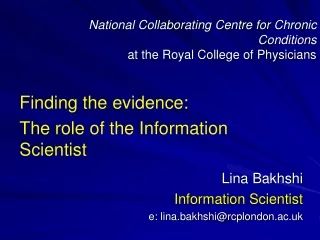 National Collaborating Centre for Chronic Conditions  at the Royal College of Physicians