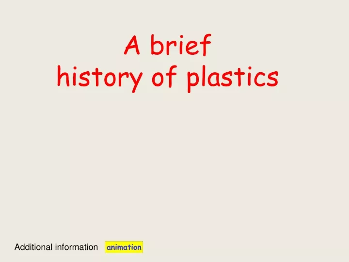 a brief history of plastics